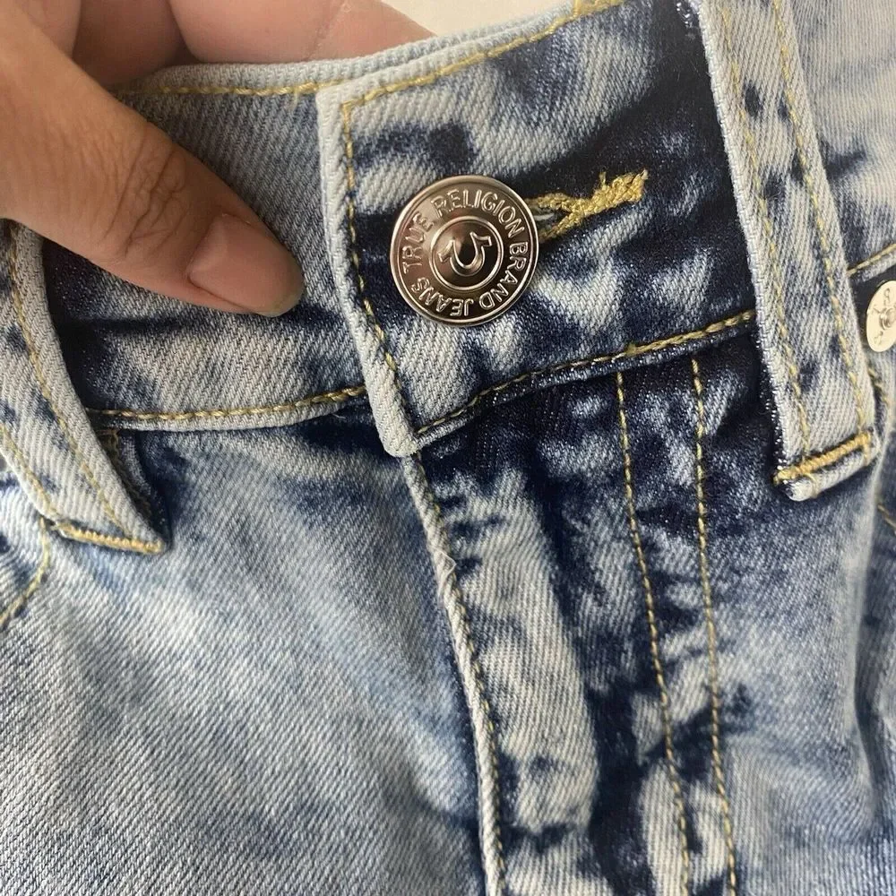True Religion Men's Ricky Relaxed Straight Jeans Shorts Sz 32 Blue 107220R New